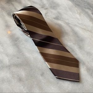 DKNY 100% Brown Silk Striped Tie